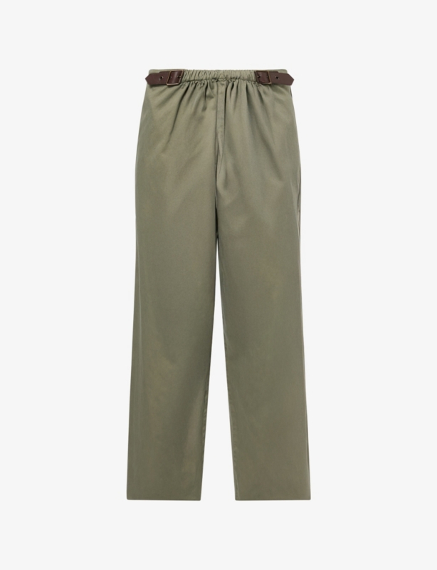 Belted Wide-Leg Cotton Trousers
