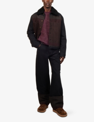 Loewe Mens Black/burgundy Turn-up Straight-leg Denim Jeans In Multi