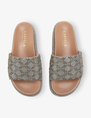 Carvela Womens Bronze Estella Woven Flatform Sandals Eur 37 / 4 Uk In Gray