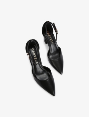 Carvela Womens Refined Block-heel Faux-leather Courts Blac In Black