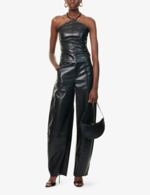 CULTNAKED: Era Halterneck Faux-Leather Top