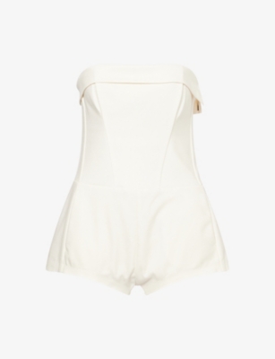 Cultnaked Womens Ivory Vixen Strapless Stretch-cotton Playsuit In White