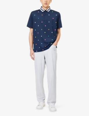 G/FORE: Embroidered Skull-Cross Short-Sleeves Stretch-Woven Polo Shirt