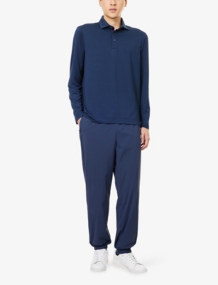 G/FORE: Logo-Patch Long-Sleeve Cotton-Jersey Polo Top