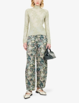 GANNI: Tapestry Jacquard Wide-Leg Woven Trousers