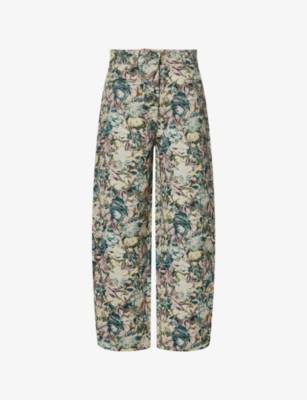 GANNI: Tapestry Jacquard Wide-Leg Woven Trousers