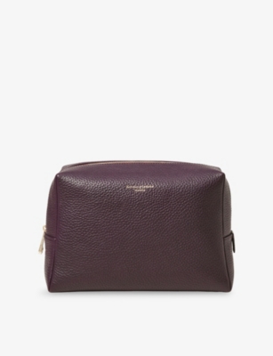 Aspinal Of London Fig London Large Leather Cosmetic Case In Purple