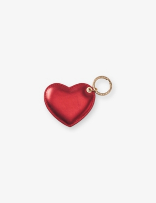 Aspinal Of London Womens Tinsel Red Heart Logo-embossed Leather Keyring In Red
