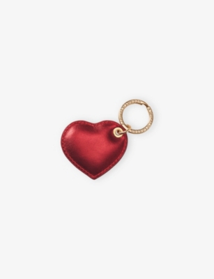 Aspinal Of London Womens Tinsel Red Heart Small Logo-embossed Leather Keyring