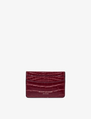 Aspinal Of London Womens Merlot Slim Leather Card Holder In Burgundy