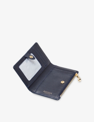 Aspinal Of London Womens Mayfair Small Crocodile-embossed Leather Coin And Card Wallet Midnightblue In Blue