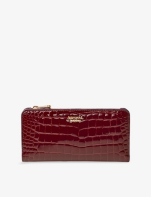 Aspinal Of London Womens Merlot Mayfair Large Patent-leather Purse In Burgundy