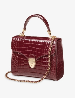 Aspinal Of London Womens Mayfair Midi Leather Cross-body Bag Merlot In Burgundy