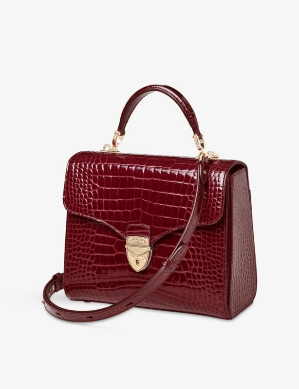 Mayfair Large Crocodile-Embossed Leather Top-Handle Bag