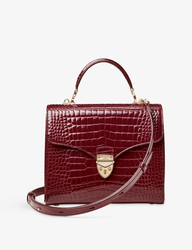 Mayfair Large Crocodile-Embossed Leather Top-Handle Bag