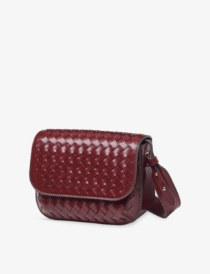 Aspinal Of London Womens Ella Woven Leather Cross-body Bag Burgundy In Burgundy