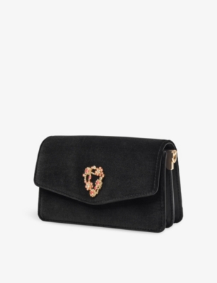Aspinal Of London Womens Eliza Velvet Clutch Bag Black In Black
