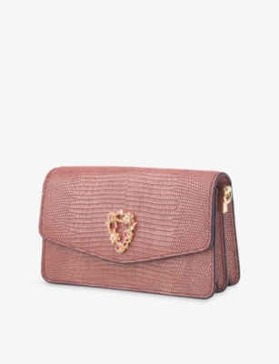 ASPINAL OF LONDON: Eliza Lizard-Embossed Leather Clutch Bag