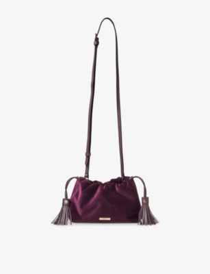 Aspinal Of London Womens Amelia Velvet Cross-body Bag Cassis In Purple