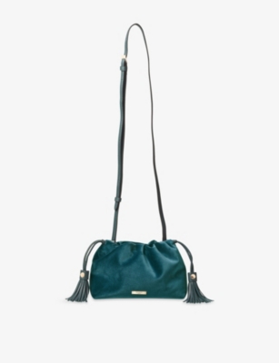 Aspinal Of London Womens Amelia Velvet Cross-body Bag Peacock In Blue