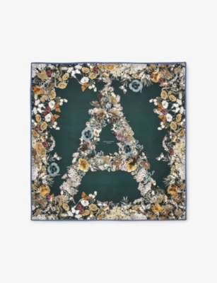 Aspinal Of London Womens  Ombre Floral-print Silk Scarf In Multi