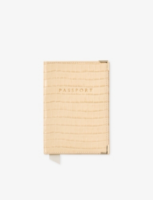 Aspinal Of London Buttermilk Plain Leather Passport Cover In Neutral