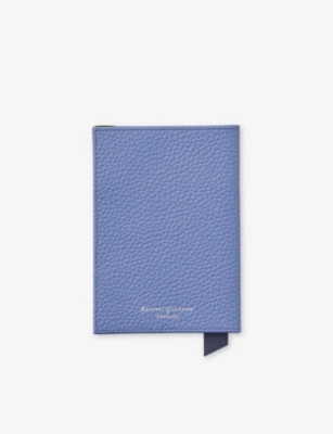 Aspinal Of London Capri Blue Plain Leather Passport Cover In Blue