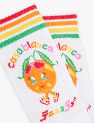 CASABLANCA: Branded Fruit-Print Cotton-Blend Socks
