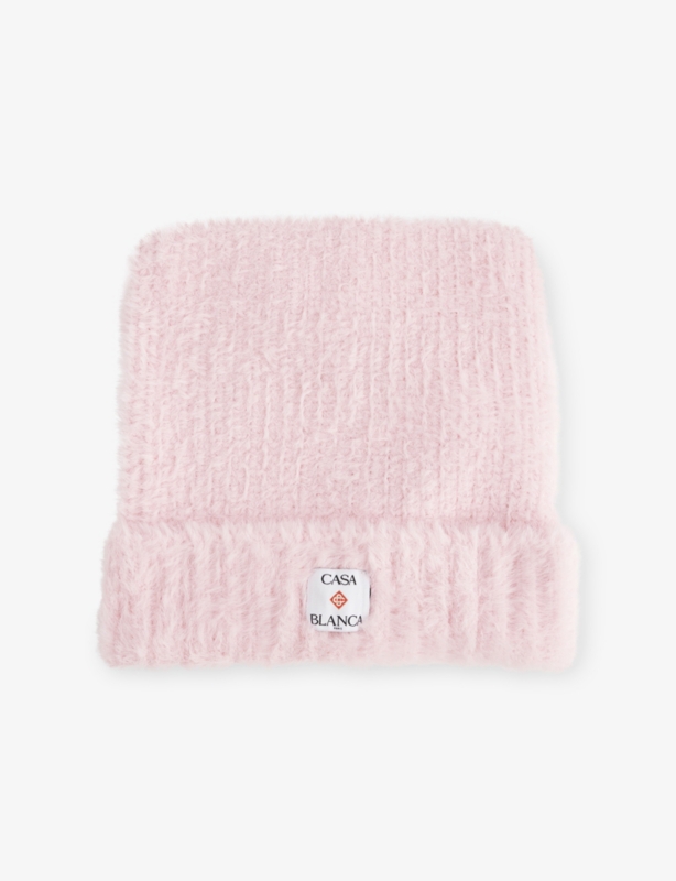 Branded-Patch Fluffy Knitted Hat