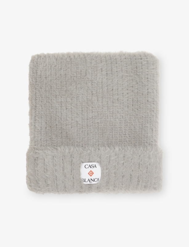 Logo-Patch Square Knitted Beanie Hat