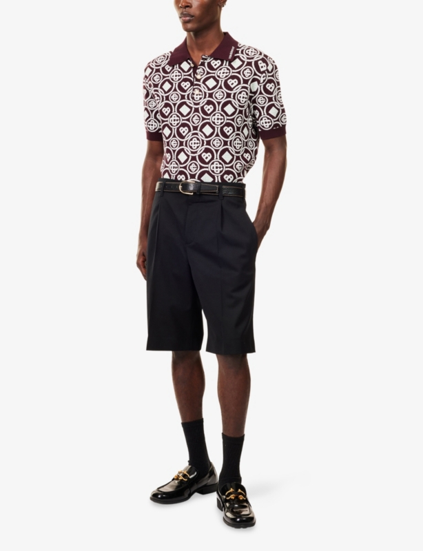 Embroidered-Logo Monogram Cotton Polo Shirt