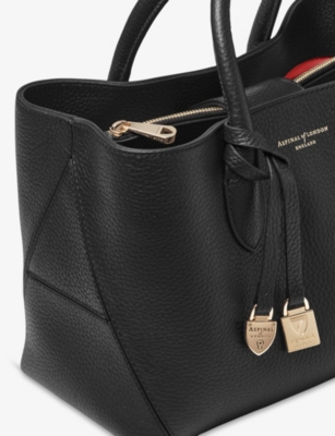 Aspinal Of London Womens Black Midi London Leather Tote Bag In Black