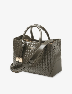 ASPINAL OF LONDON: London Midi Woven Leather Tote Bag
