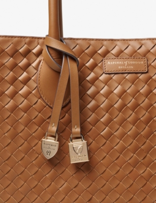 Aspinal Of London Womens Tan London Woven Leather Tote Bag In Brown