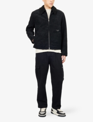Represent Mens Jet Black Shearling Regular-fit Woven Jacket In Black