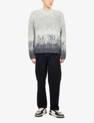 Represent Mens Light Grey Ombre Brushed Knitted Jumper In Gray