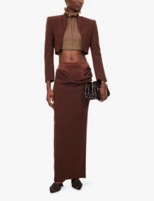 Oude Waag Omens Reddish Brown Tilda Cropped Woven Blazer In Brown