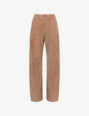 Oude Waag Omens Wale Straight-leg Corduroy Trousers Green Pink In Brown