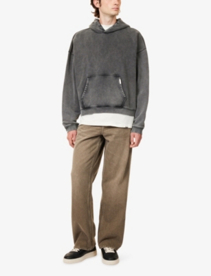 Represent Mens Washed Olive Baggy Straight-leg Denim Jeans In Green