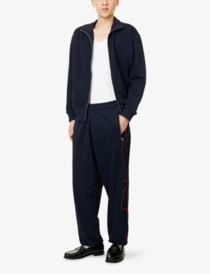 Thames Mens Navy Sunday Conrads Relaxed Cotton-jersey Jogging Bottoms In Black