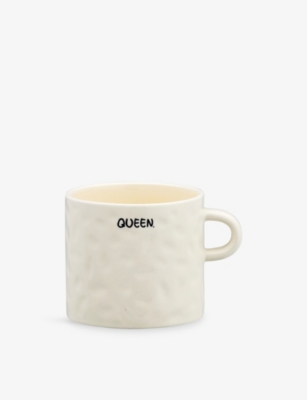 Anna + Nina Black Queen Ceramic Mug 9cm In Neutral
