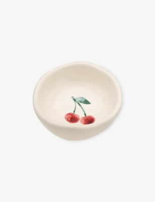 Anna + Nina Multi Cherry Ceramic Trinket Dish 7cm In Neutral