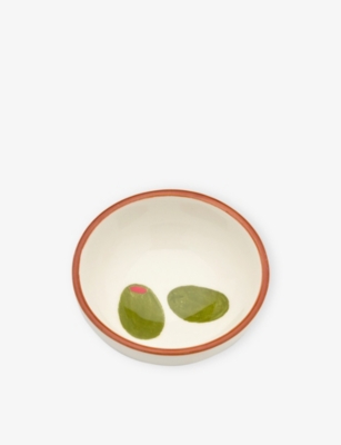 Anna + Nina Multi Olive Earthenware Tapas Bowl 10.5cm In Red