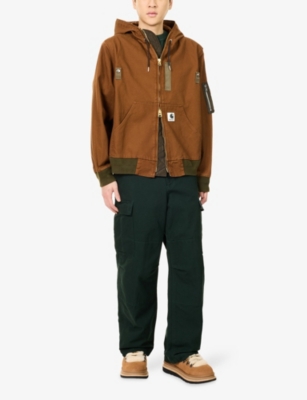 Sacai Carhartt Wip Duck Canvas Cargo Pants In Green