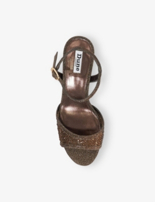 Dune Womens Brown Synthetic Manicure Embellished Kitten-heel Woven Sandals Eur 40 / 7 Uk In Brown