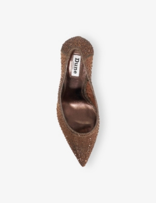 Dune Womens Hotfix Diamante-embellished Mesh Courts Dark Brown Synthetic Eur 37 / 4 Uk In Multi