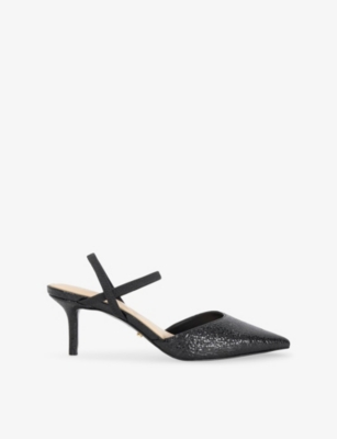 Dune Womens Black Black Synthetic Classical Pointed-toe Faux-leather Heels Eur 36 / 3 Uk In Black