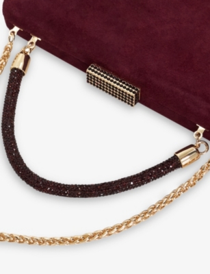 Dune Womens Burgundy Suede Beaut Suede Clutch Bag In Burgundy