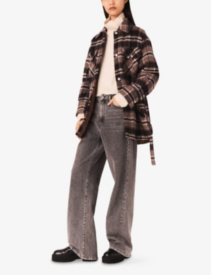 MAJE: Checked Flap-Pocket Wool-Blend Coat