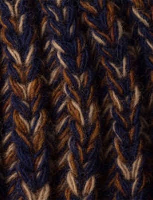 Prada Womens Blue Argyle Wool-knitted Beanie In Multi